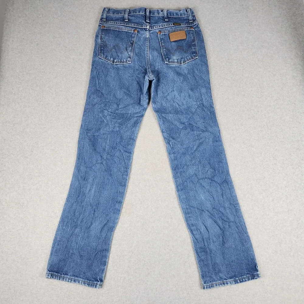 Wrangler Jeans Mens 30x32 Blue Denim Western Cowboy Cut Slim Fit Straight Leg
